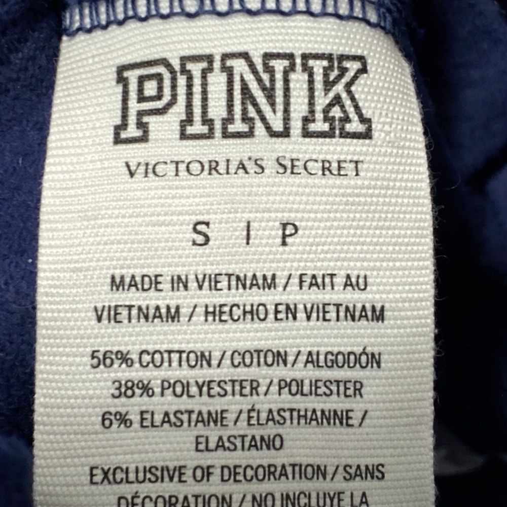 Victorias Secret PINK Love Pink Joggers Navy Logo Sweatpants Women Size S Lounge - Picture 7 of 8